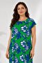 Floral Patterned Short Sleeve Viscose Dress-Green - 3