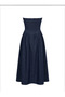 Women's Dark Indigo Strapless Corset Detailed Pleated Denim Dress - 2