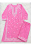 Pink Chikankari Embroidered Cotton Kurta Palazzo Set - CHK1006 | Pink-Size:XL-42-Inches - 4