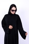 Izzahbella Luxury Hand-Beaded Black Abaya with net cloth Insert Panels - 2