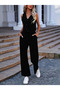Women's Sleeveless V-Neck Front Buttoned Imported Crepe and Trousers Double Suit - 6