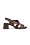 Dark Brown Elastic Genuine Leather Sandals High Heel Shoes Madleen - 6