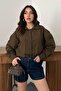 Women's Brown Shirt with Elastic Back, Cotton, Long Sleeves, Buttoned, Plain Design - 2