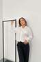 Women's White Shirt with Contrast Piping, Pocket Detail, Long Sleeves, Buttoned, Short Length - 2