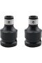 Quick-Release Screwdriver Wrench Accessory Converts 1.27cm Square to 0.64cm Hex Shank Socket Adapter Black 2-Piece Set