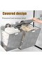 Foldable ultra-thin wall-mounted hanging laundry basket with lid and handle (grey, 36x12x48cm) - 4