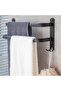 Wall-mounted towel rack with 2 hooks, suitable for bathrooms, hotels, and kitchens, black, double-layered, 40cm. - 4