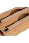 Aluminum foil dispenser, 2 rolls, drawer type, bamboo, height x width x depth: 14 x 33 x 7 cm, kitchen aluminum foil cutter, aluminum foil holder,... - 5