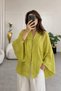 Oil Green Lace-Up Transparent Shirt - 5098