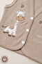 Unisex Baby Giraffe Embroidered 100% Cotton 3-6-9 Months 2-Piece Combed Cotton Baby Vest - 5