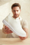 Zrk-M101 Premium White Knitwear Lace-Up Casual Men's Sneaker