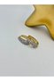 Double Color Zircon Stone Detail Steel Drop Hoop Earrings - 2