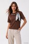 Tricou cu guler tip eșarfă 8650A Maro