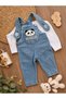 Panda Detailed Pocketed Denim Jeans Seasonal 2-Piece Baby Boy Salopet Jumpsuit Set 6-9 Months, 9-12 Months, 12-18 Months, 18-24 Months - 2