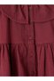 Burgundy Baby Collar Girl's Pleated Dress - 2