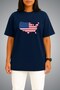 Oversize American Flag and Map Chest Printed Unisex T-Shirt - 2