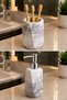 Marble Patterned Concrete 4-Piece Bathroom Set Liquid Solid Soap Dispenser Toothbrush Holder Presentation Tray Bathroom Accessories - 2