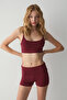 Wisin Women's Soft and Flexible Fabric Strappy Collar Crop Burgundy Bustier - 2