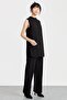 Chiffon Front Sleeveless Combed Cotton Undergarment - Black - 4
