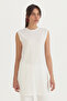 Sleeveless Combed Cotton Underwear - Ecru - 2