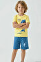 Boy's Shorts Set with Cute Dolphin Figure, Ages 2-6, Yellow - 2