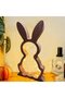 Wooden Easter bunny ornament with LED light; can be used as a desktop decoration or ornament.