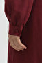 Front Buttoned Linen Dress - Burgundy - 3