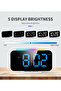 Digital alarm clock, multi-functional alarm clock with volume control, USB charging, LED night light, snooze function and large display screen, black. - 4