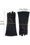 1 Pair of Grilling Gloves - Leather Heat-Resistant Grilling Gloves - Long Universal Size - Oven Gloves/Fireplace Gloves/Cooking Gloves - Black - 5
