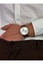 Vintage White Dial Brown Men's Wristwatch Genuine Leather Band Stainless Steel Case Colorfast Gold Case - 3