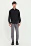 Men's Slim Fit Long Sleeve Black Shirt - 3