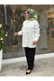 Glitter Print Effect Shirt Ecru - 2