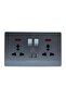 Double Wall Socket with USB Ports, 2 Switches with LED Indicators, 2100mA Charging, Grey - 6