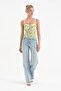 Women's Corset with Covered Bust Part and Floral Fabric Detailed Design - 3