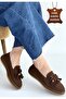 Boriy Brown Leather Powder Suede Ballerina Shoes