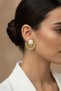 Yellow Color Fan Design White Stone Detailed Stylish Bijouterie Earrings - 2