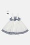 Toddlers Girl 2 Pieces Stripe Dress With Hair Clip Set, White - 3