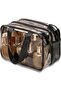 Unisex Double-Layer Toiletry Bag Large Transparent Travel Bag Thickened PVC Waterproof Cosmetic Case Handle Zipper Black