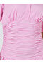 Pink Gathered Casual Shirt Midi Dress - 4