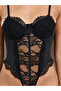 Black Lace Self-Design Bodysuit - 2