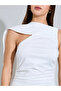 White Draped Sleeves A-Line Maxi Dress - 4