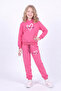 Girl's 3-Piece Printed Kangaroo Pocket Hooded Tracksuit Set - 4
