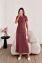 Shimmering Pocketed Pleated Short Sleeve Maxi Dress