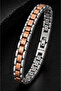 Men's Stainless Steel Bracelet with Copper Color Detail, Chain Model, Modern Stylish Durable Design