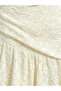 Cream Off-Shoulder Lace Ruched Waist Maxi Dress - 4
