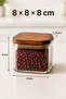 6-Piece Acacia Lid 400 ml Vacuum Square Borosilicate Glass Food Storage Container - 8464-2 - 3