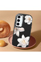 Samsung Galaxy S23 Compatible Case Camera Protector Black Silicone Couple Phone Case with Floral Pattern - 2