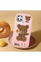 Realme C25Y Compatible Case Camera Protector Pink Silicone Couple Phone Case with Bear Pattern - 2