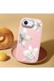 iPhone 16E Compatible Case with Camera Protector Pink Silicone Couple Phone Case with Floral Pattern - 2