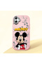 Samsung Galaxy A07 Compatible Case Camera Protector Pink Silicone Couple Phone Case with Character Pattern